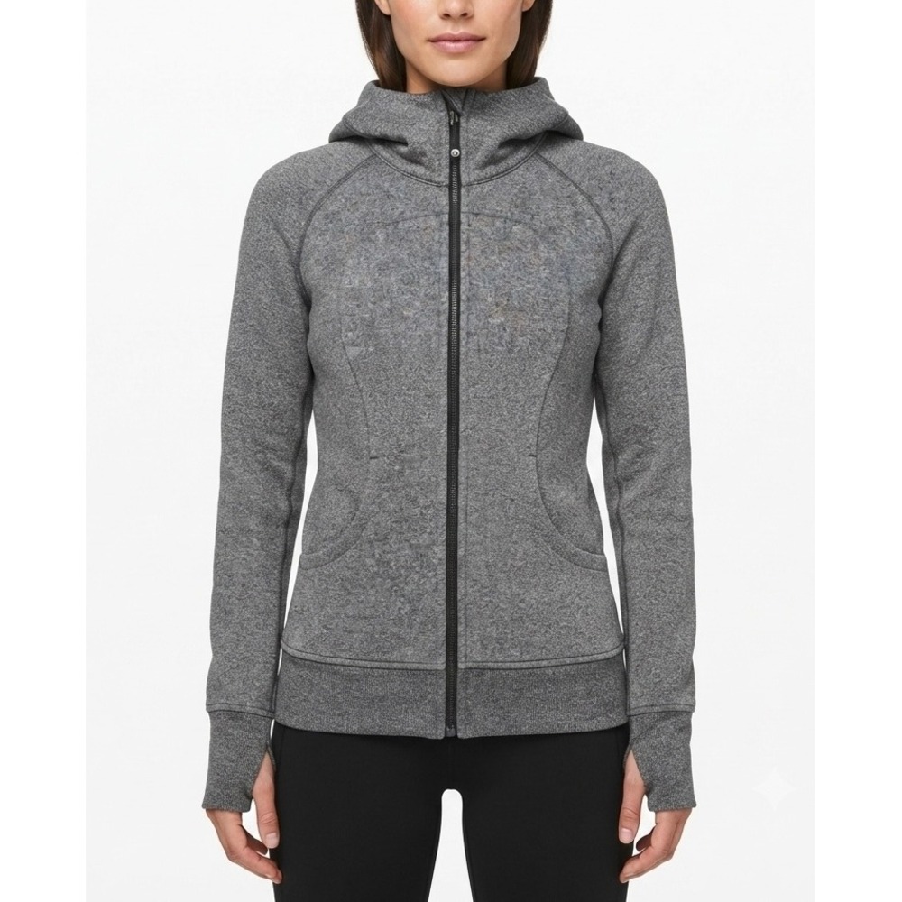 Lululemon Scuba Hoodie III Heathered Speckled Black Women Size 12 Full Zip Hood